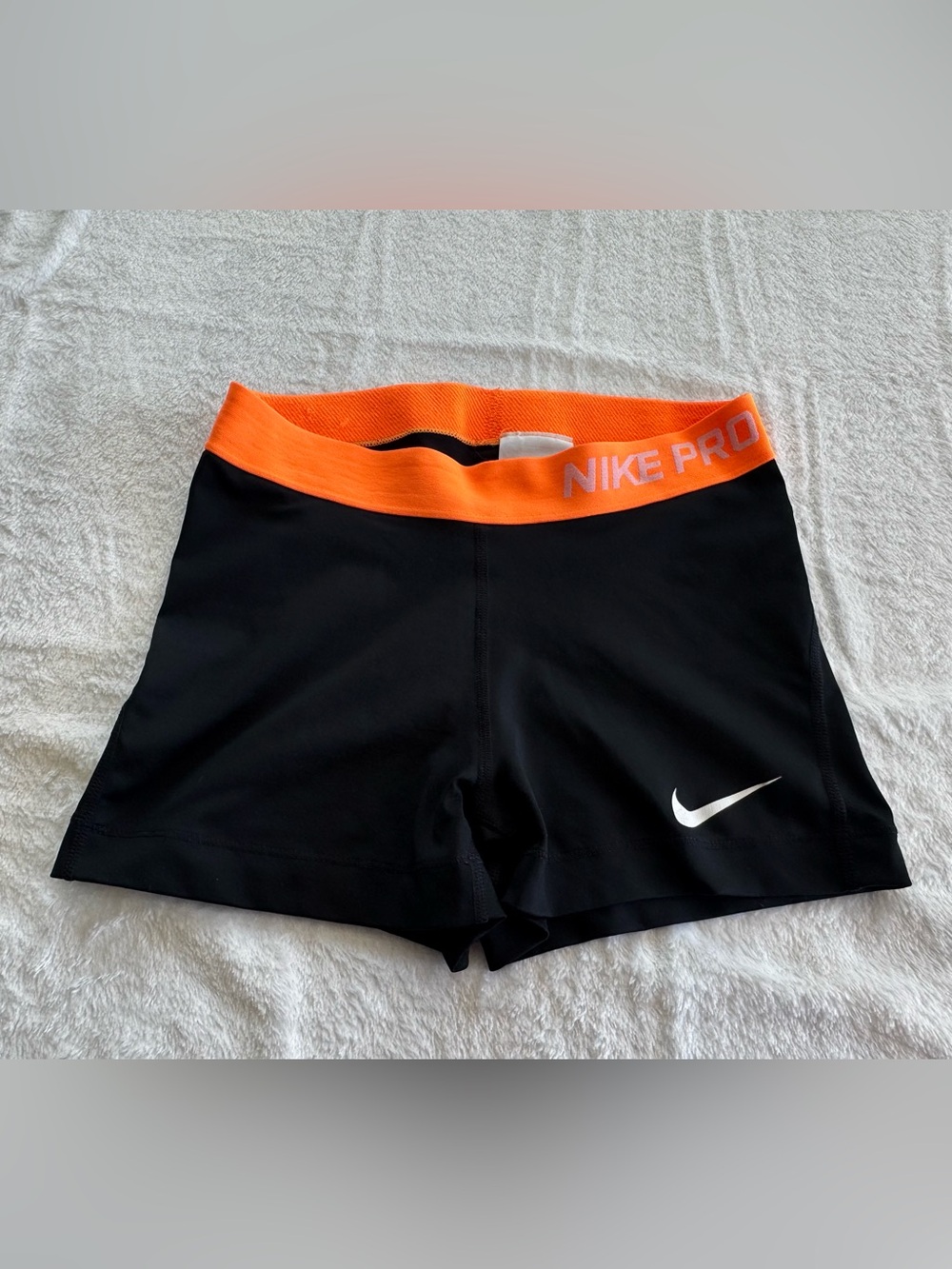 Nike Black Bike Shorts with Orange Elastic Waistband